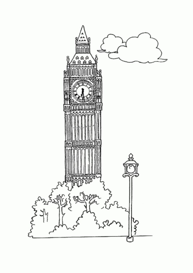 Coloriage Angleterre Big Ben serapportantà Dessin De Angleterre