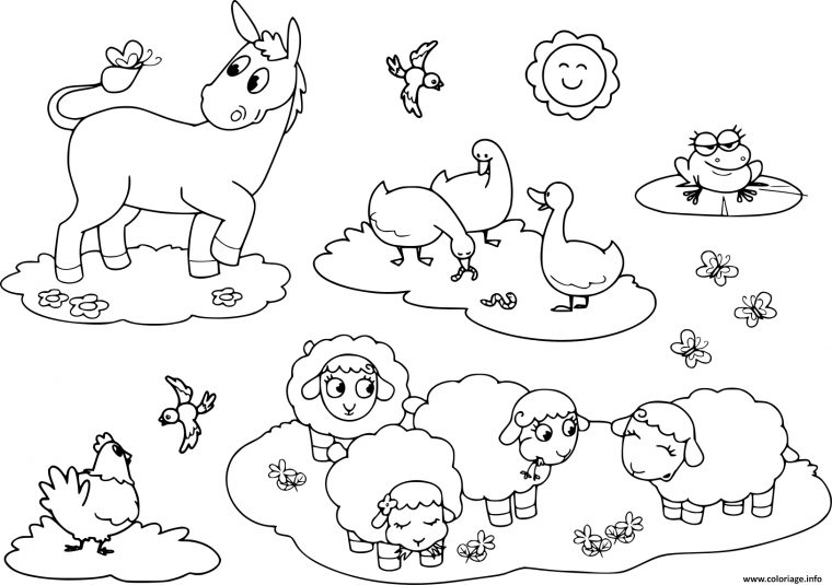 Coloriage Animaux De La Ferme Pour Enfants Ane Oie Poule avec Animaux A Dessiner Imprimer