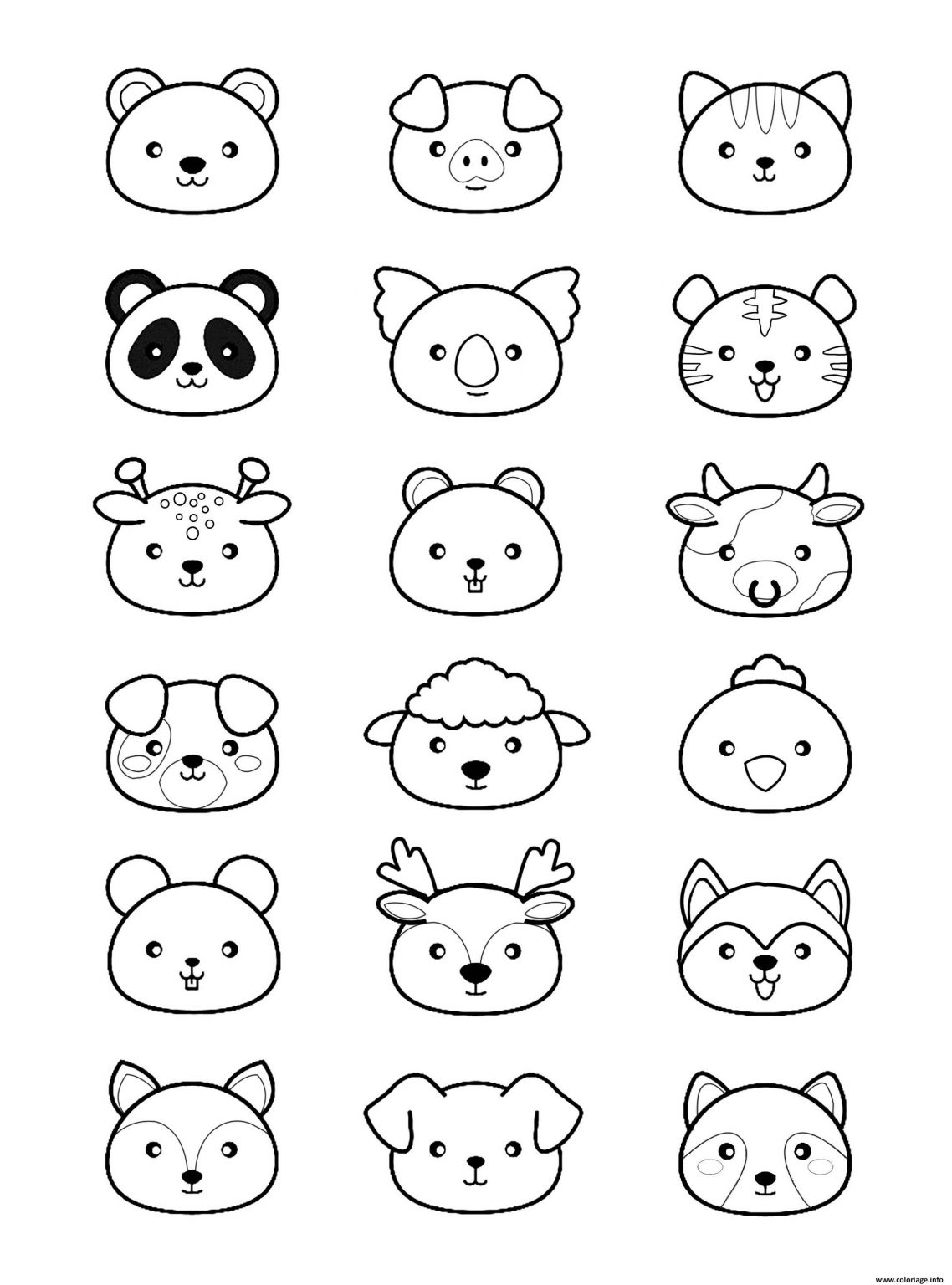 Coloriage Animaux Kawaii À Imprimer | Coloriage Kawaii à Animaux A