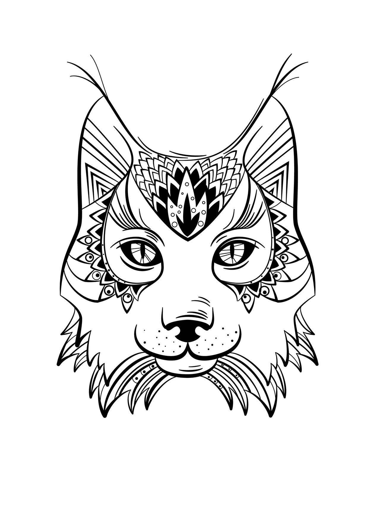 Coloriage Animaux Lynx | Coloriage Animaux, Mandala Animaux pour Mandala Facile À Imprimer