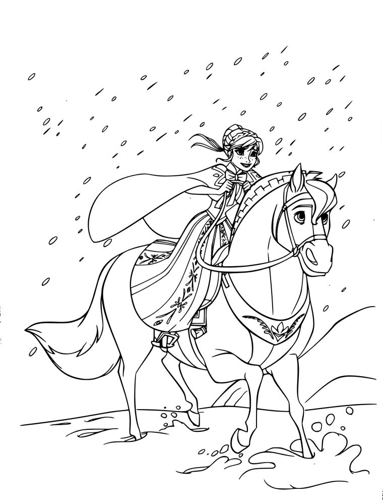 Coloriage Anna Sur Son Cheval À Imprimer intérieur Image De Cheval A Colorier