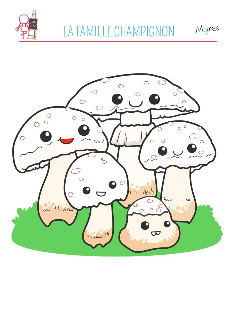 Coloriage Automne : La Famille Champignon – Momes dedans Dessiner Un Champignon