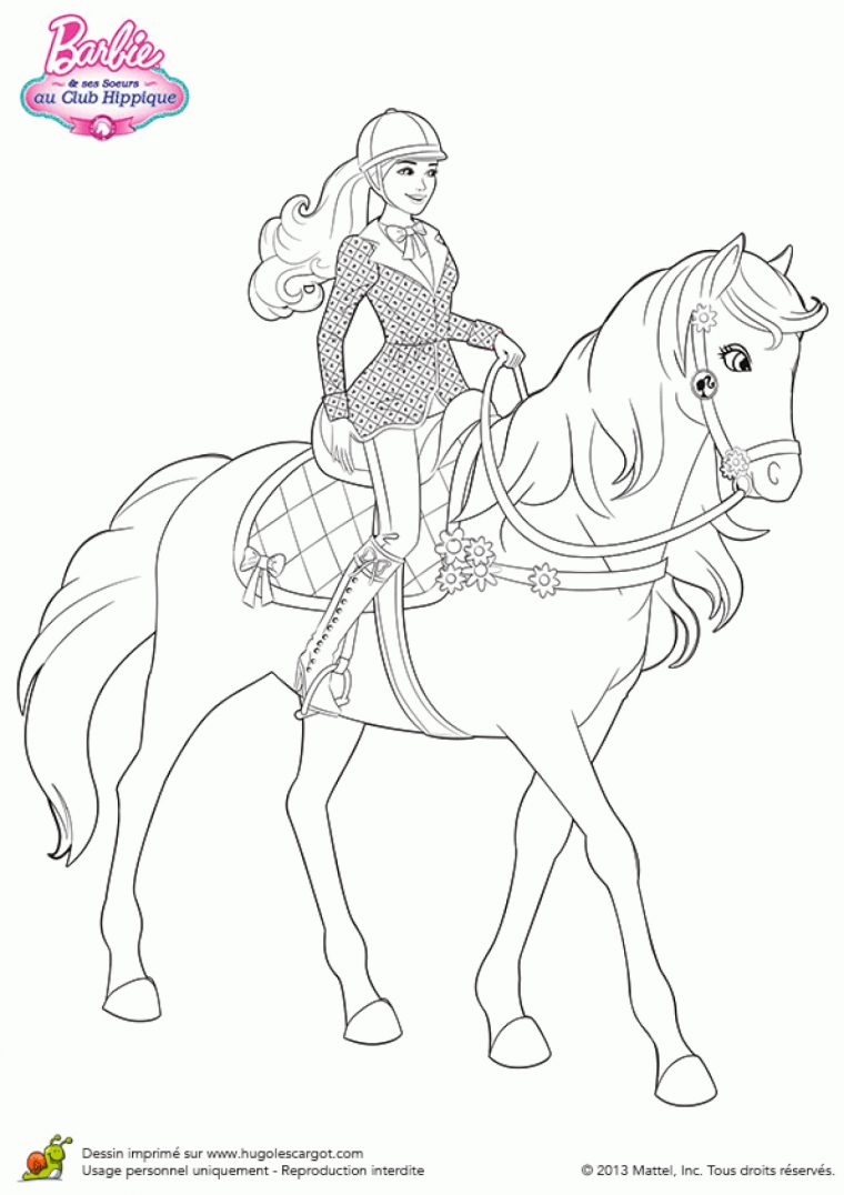 Coloriage Barbie A Cheval Sur Hugolescargot dedans Dessin De Cheval A Colorier