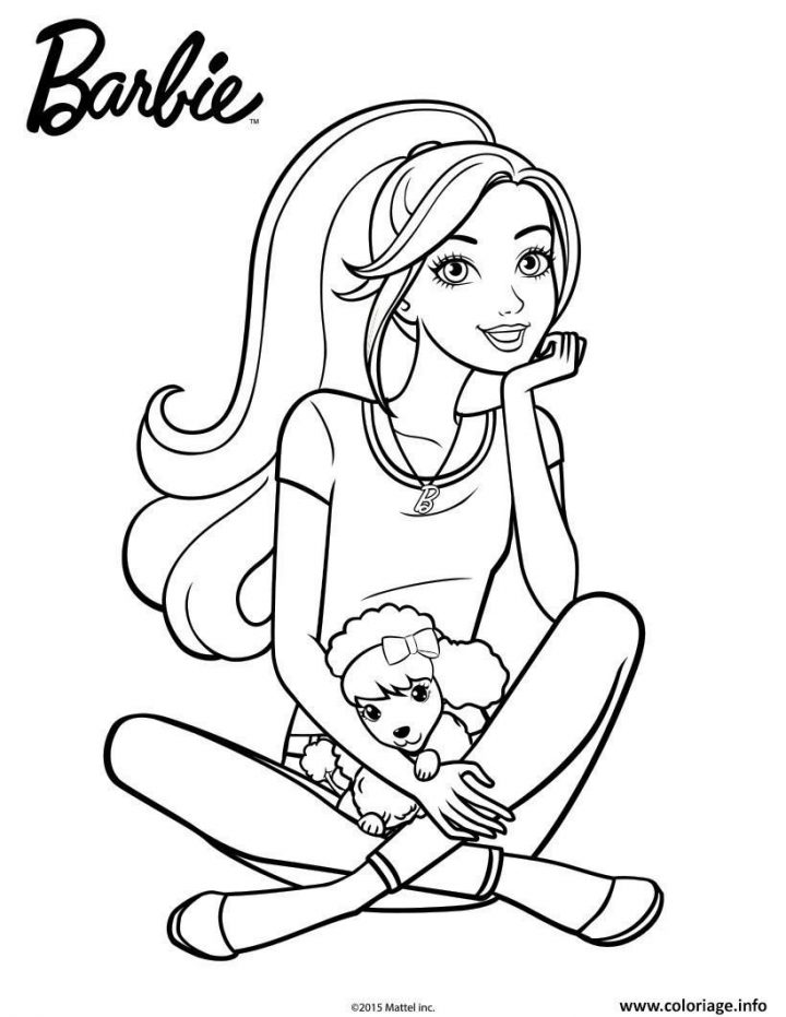 Coloriage Barbie Avec Son Chiot Dessin À Imprimer pour Coloriage De Chiot A Imprimer