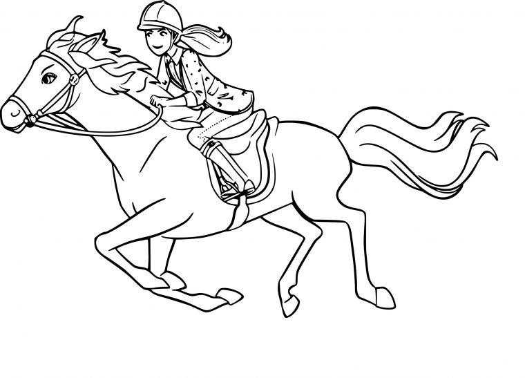 Coloriage Barbie Cheval À Imprimer Gratuit pour Dessin De Cheval A Colorier