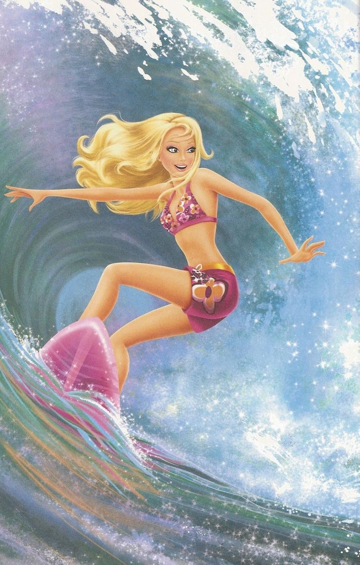 Coloriage Barbie Fait Du Surf À Imprimer Et Colorier à Dessin De Vague A Imprimer 