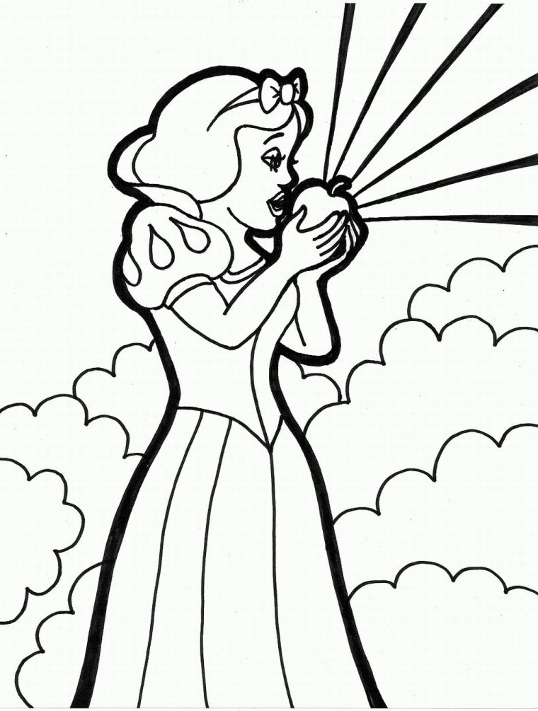 Coloriage Blanche-Neige Avec Une Pomme À Imprimer Et Colorier dedans Coloriage De Blanche Neige À Imprimer