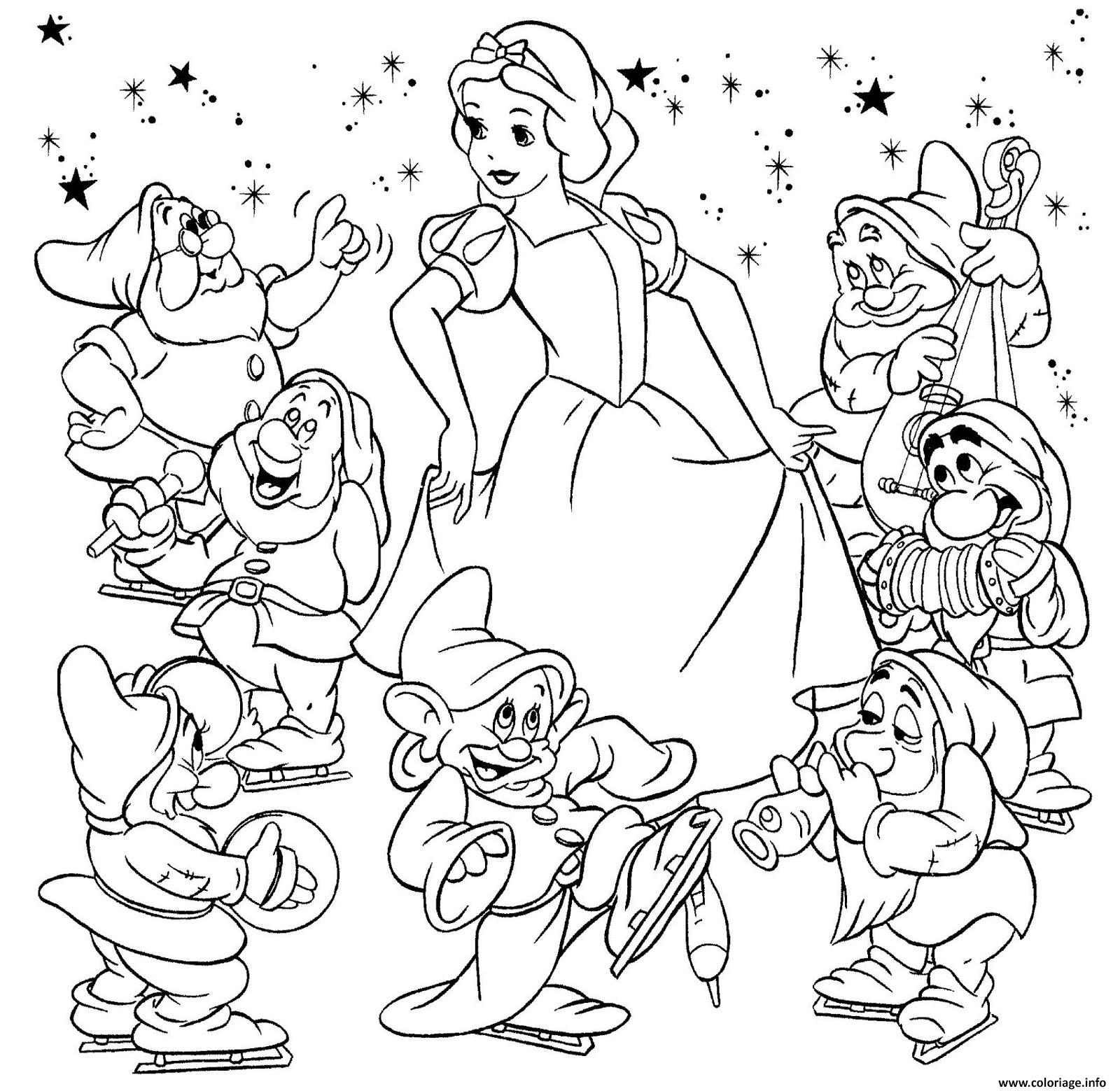 Coloriage Blanche Neige Et Les 7 Nains Film Disney Dessin pour Coloriage De Blanche Neige À Imprimer