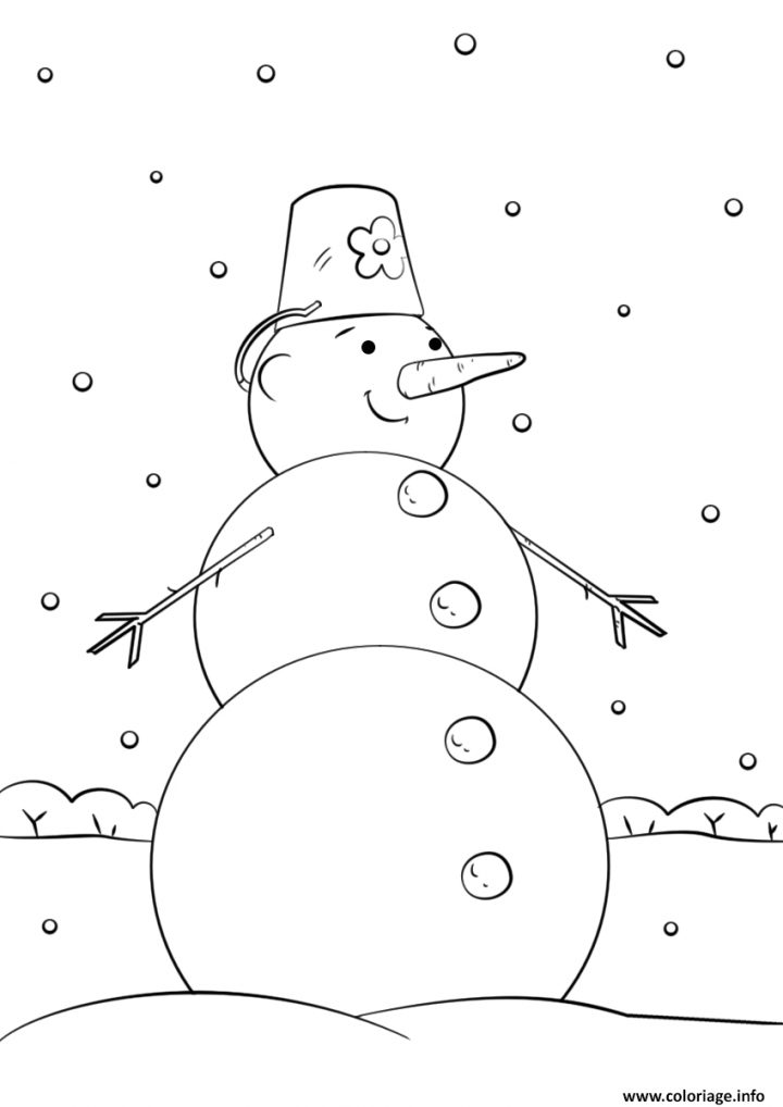 Coloriage Bonhomme De Neige Facile Simple Enfant Dessin pour Dessin Bonhomme De Neige A Imprimer