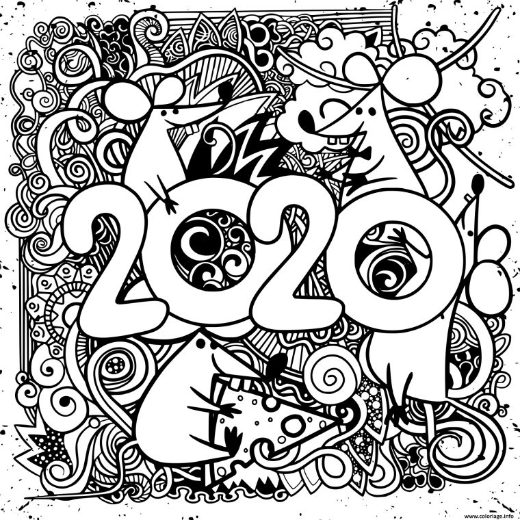 Coloriage Bonne Annee 2020 Dessin pour Dessin À Découper