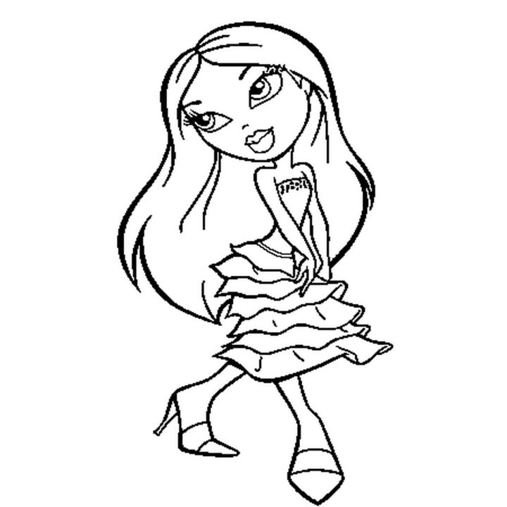 Coloriage Bratz En Robe En Ligne Gratuit À Imprimer serapportantà Bratz Dessin