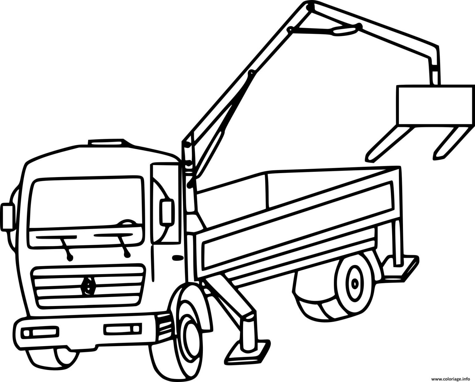 Coloriage Camion Grue Appareil De Levage Dessin à Dessin D Un Camion