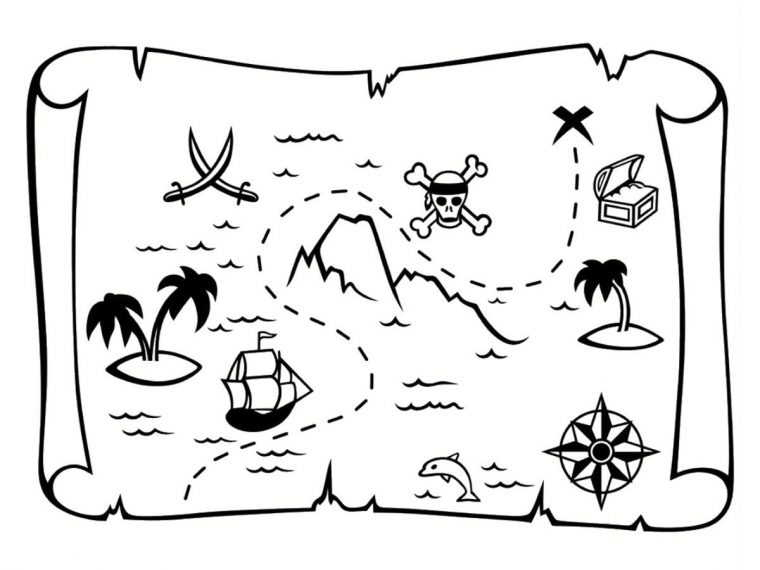 Coloriage Carte Au Trésor : Dessins À Imprimer Gratuitement serapportantà Dessin A Imprimer De Pirate