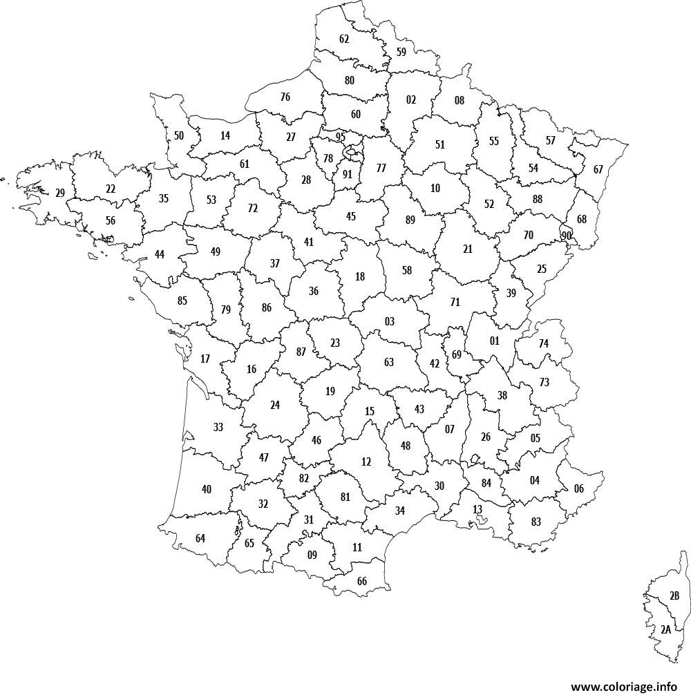 Coloriage Carte Des Departements De France Dessin intérieur Carte Des Régions De France À Imprimer
