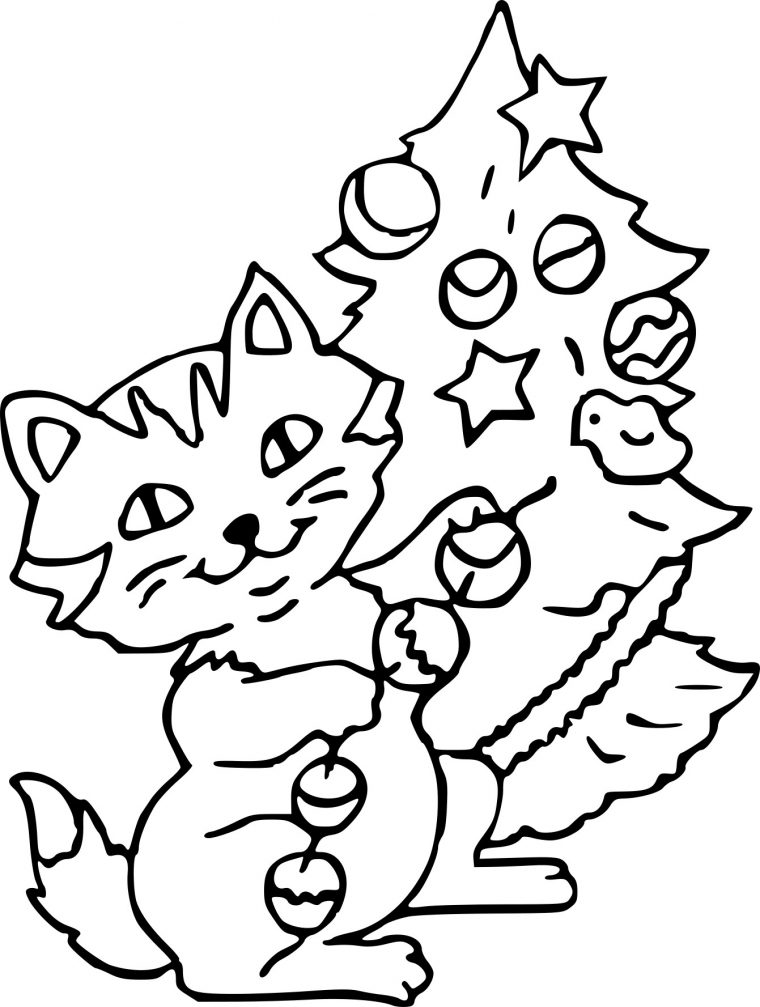 Coloriage Chat À Noel À Imprimer Sur Coloriages avec Coloriage De Chat De Noel