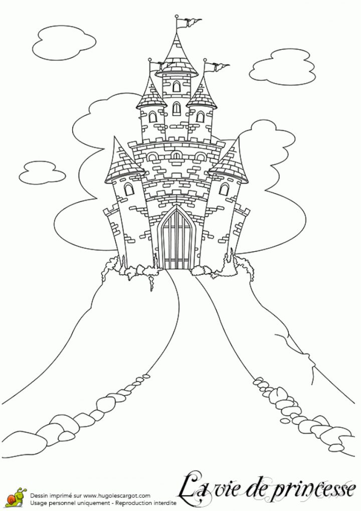 Coloriage Château De Conte De Fées à Chateau Princesse Dessin