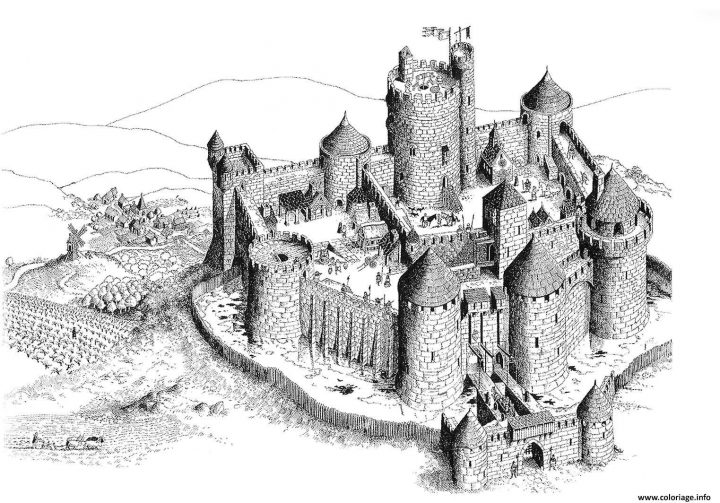 Coloriage Chateau Fort Du Moyen Age Dessin serapportantà Image De Chateau Fort A Imprimer