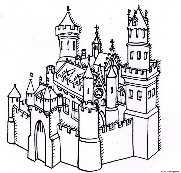 Coloriage Chateau Forteresse Dessin tout Coloriage À Imprimer Chateau De Princesse