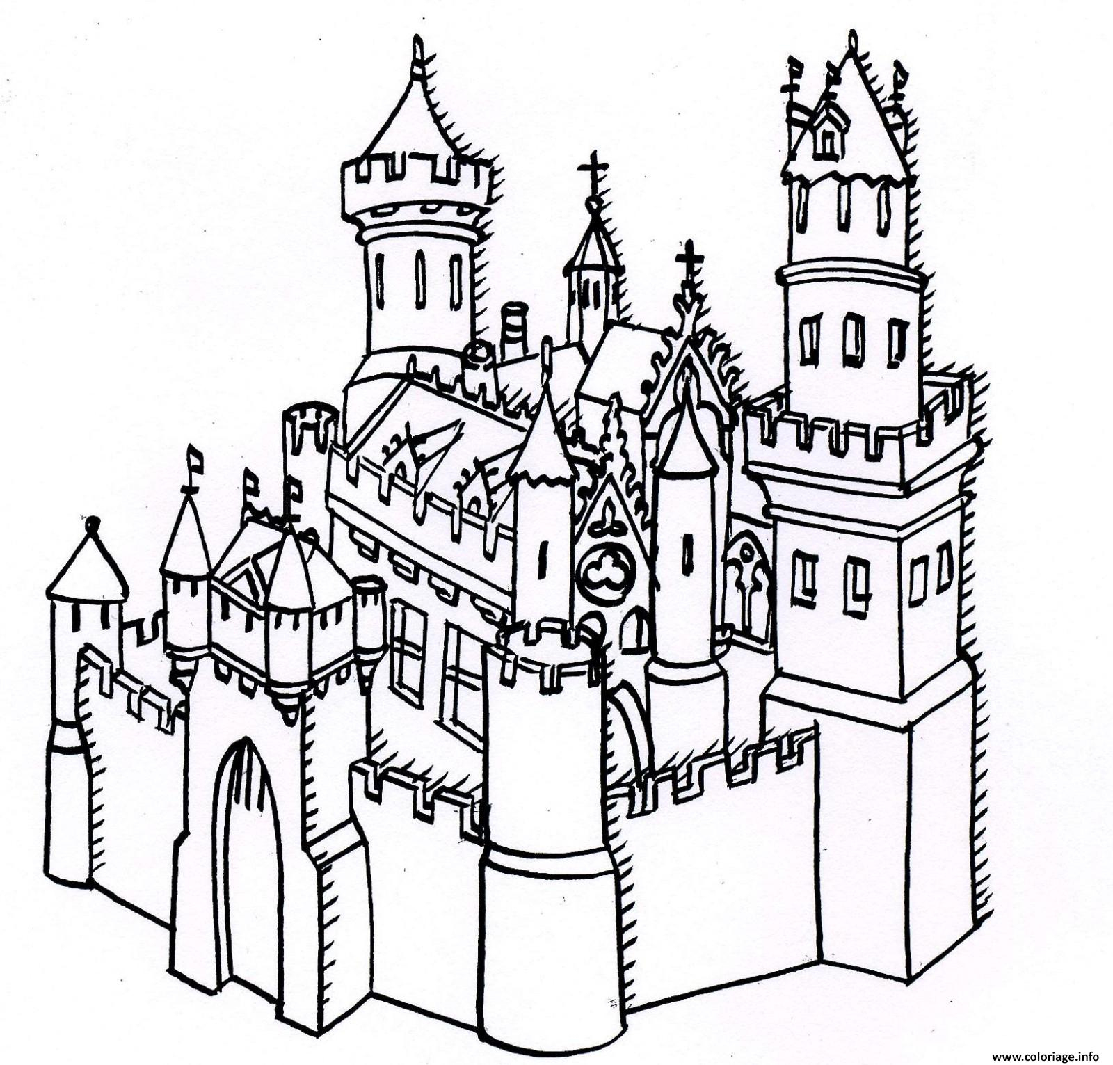 Coloriage Chateau Forteresse Dessin tout Coloriage À Imprimer Chateau De Princesse 