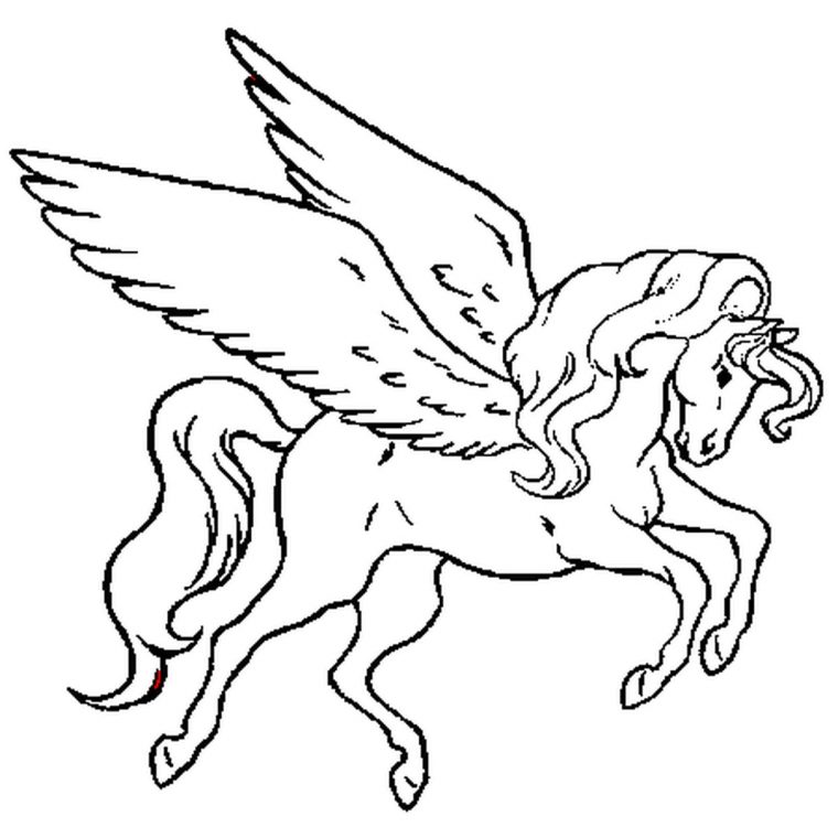 Coloriage Cheval Volant En Ligne Gratuit À Imprimer à Dessin De Cheval A Colorier