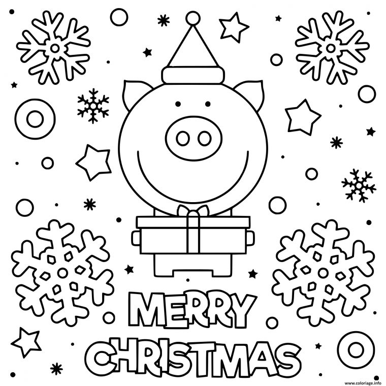 Coloriage Cochon Mignon Qui Souhaite Joyeux Noel Dessin encequiconcerne Dessin A Colorier Cochon