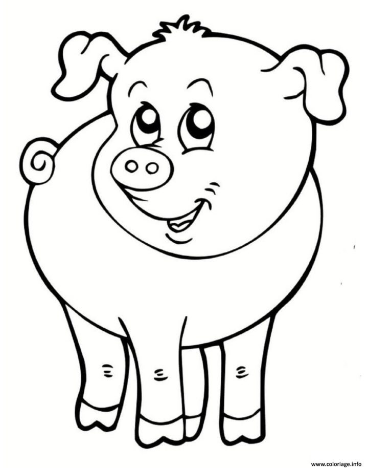 Coloriage Cochon Souriant Animal De La Ferme Dessin intérieur Dessin Animaux De La Ferme À Imprimer