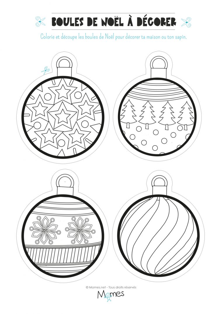 Coloriage De Boules De Noël – Momes destiné Dessin A Decouper Et A Imprimer