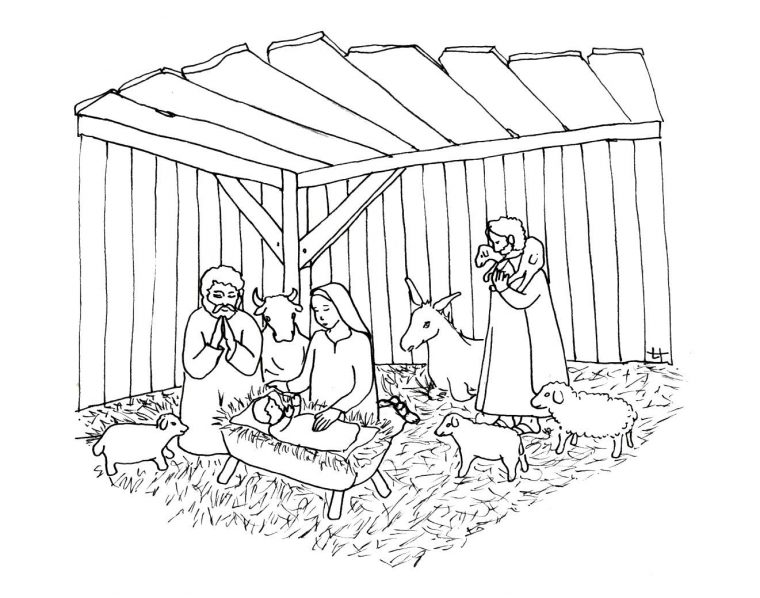 Coloriage De Crèche (Noël – Nativité) – Coloriages Pour Enfants pour Creche A Imprimer