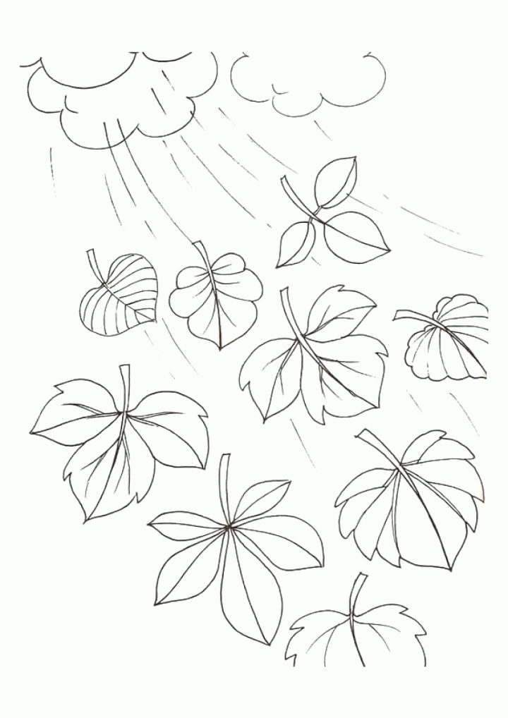 Coloriage De Feuilles Tombantes D'automne pour Dessin De Feuille D Automne