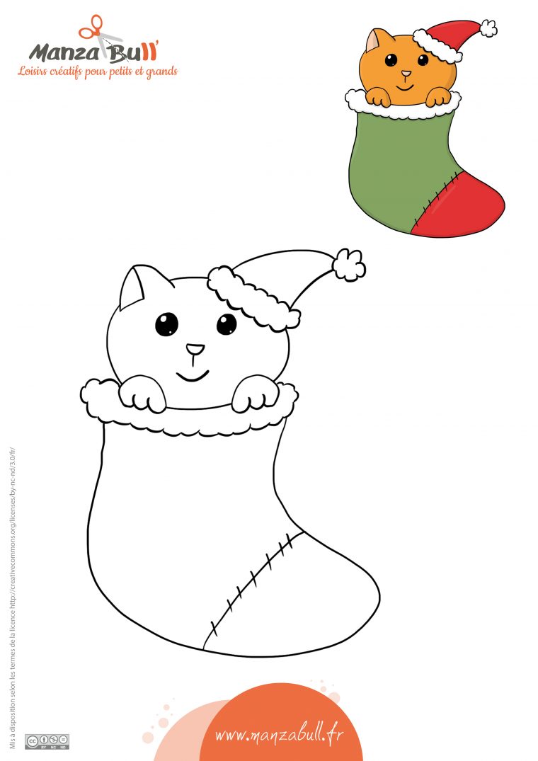 Coloriage De Noël Chat – Manzabull' intérieur Coloriage De Chat De Noel