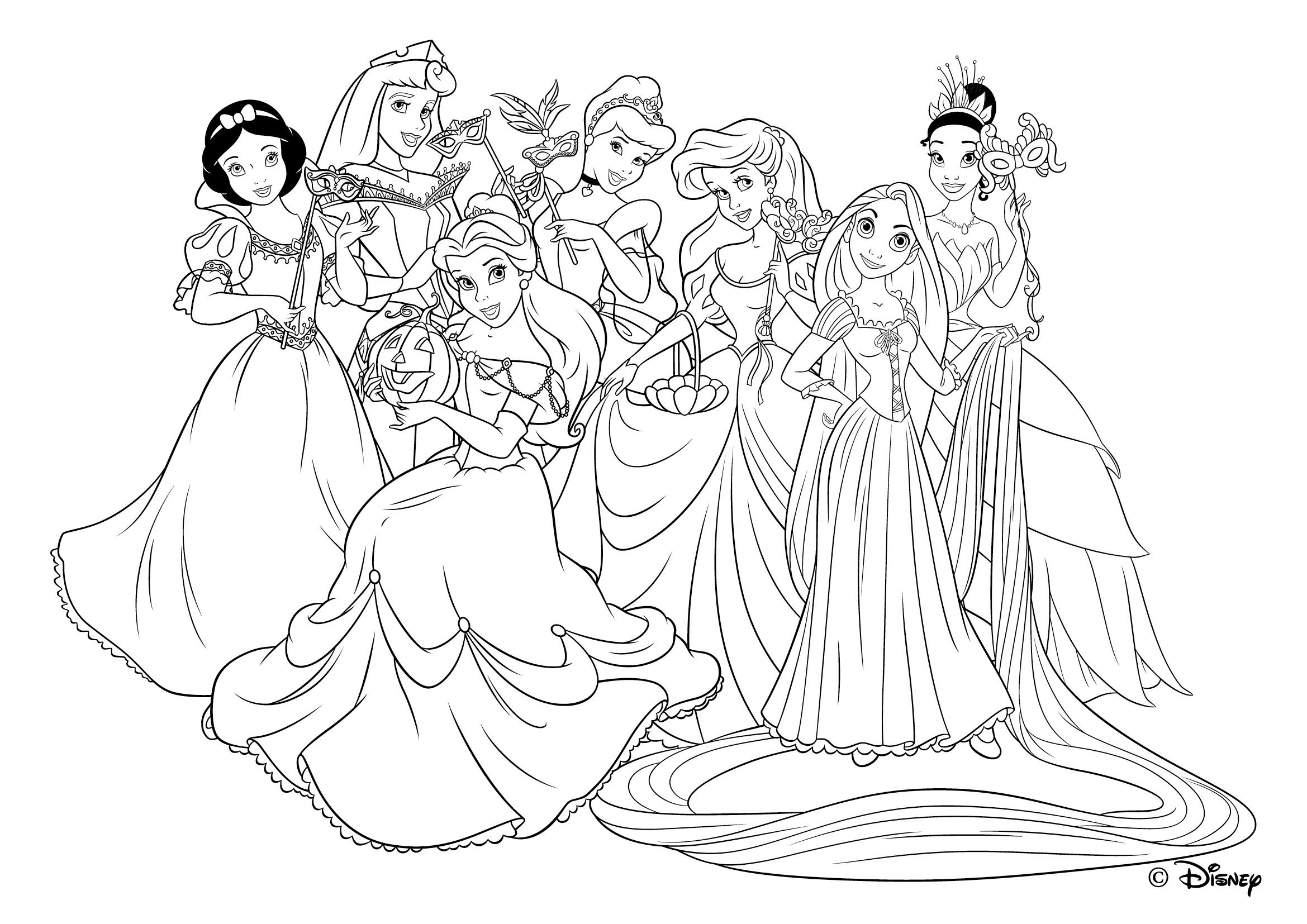 Coloriage De Toute Les Princesse Disney | Coloriage tout Coloriage Princesses Disney À Imprimer