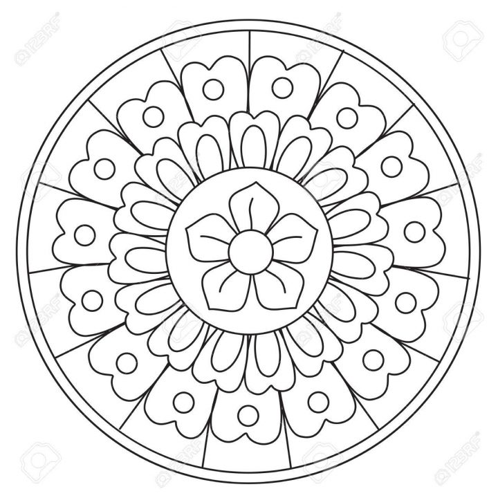 Coloriage De Vecteur Simple Beauté Floral Mandala Rond Pour Les Enfants tout Mandala À Imprimer Facile