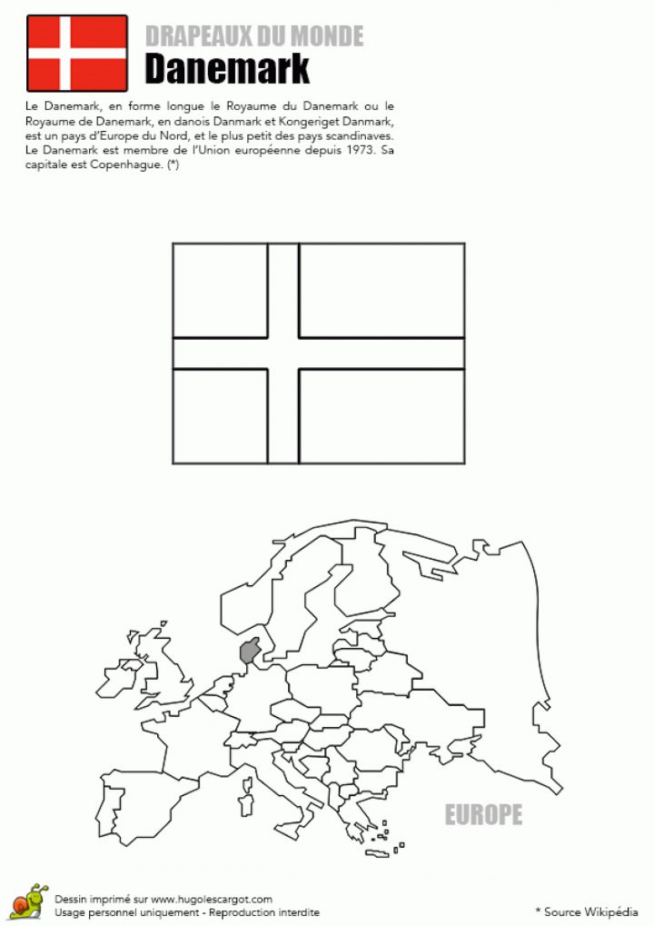 Coloriage Découverte Europe Drapeau Le Danemark tout Drapeaux Européens À Imprimer