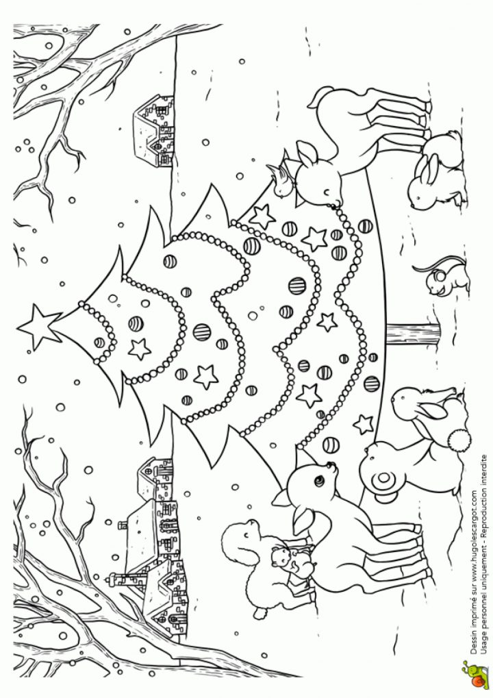 Coloriage Des Vacances De Noël, Un Sapin De Noël Dans La Forêt concernant Dessin De Foret