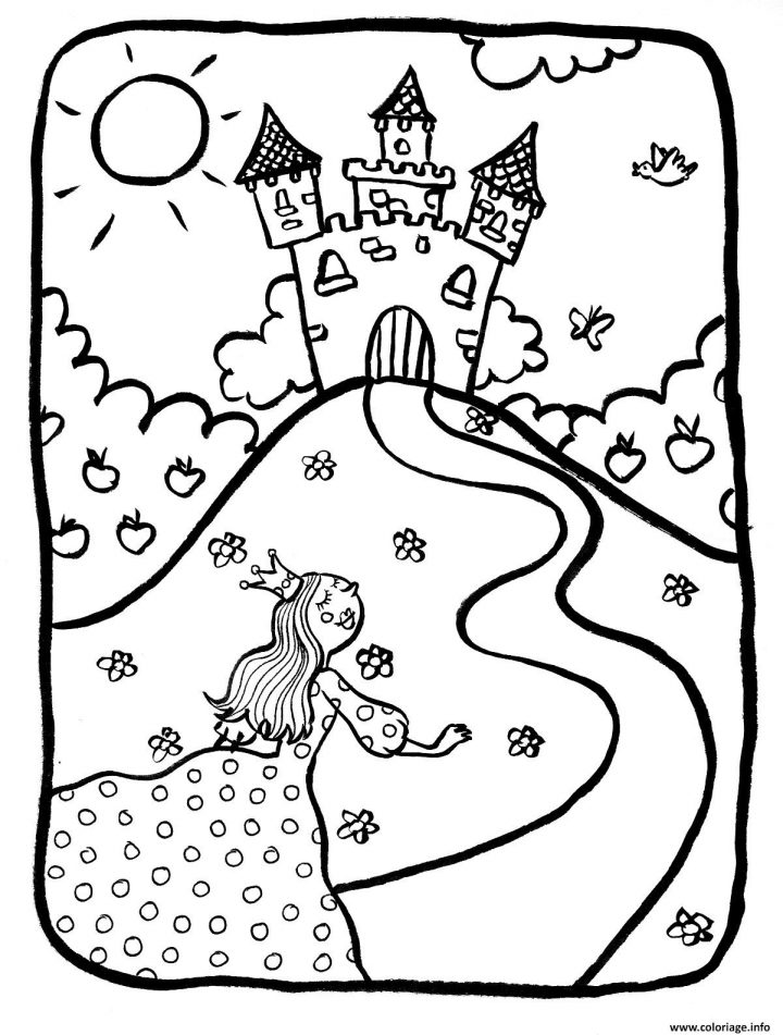 Coloriage Dessin Chateaux Avec Princesse Dessin avec Coloriage À Imprimer Chateau De Princesse