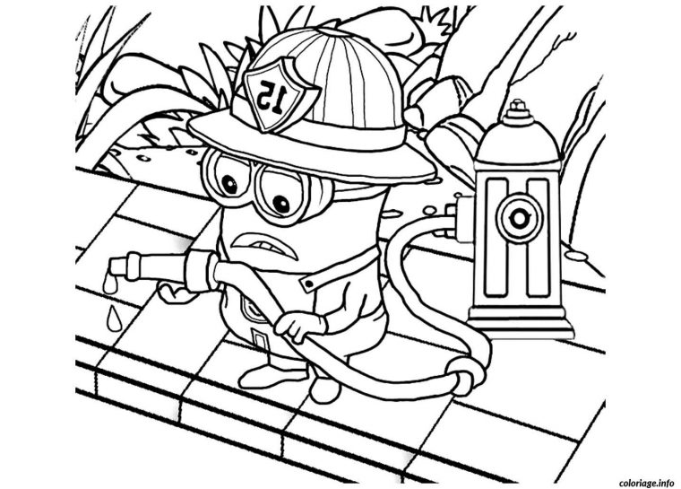 Coloriage Dessin Minion Le Pompier Dessin À Imprimer pour Coloriage Pompier A Imprimer Gratuit