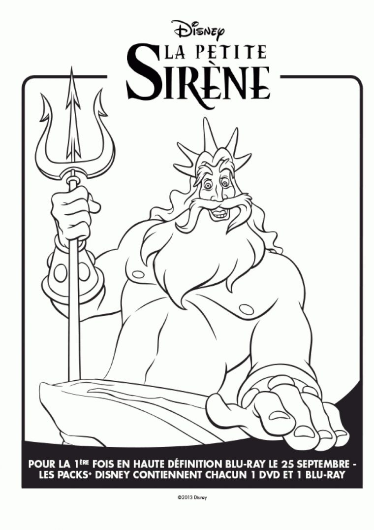 Coloriage Disney Le Roi Triton Et Son Trident destiné La Petite Sirène À Colorier