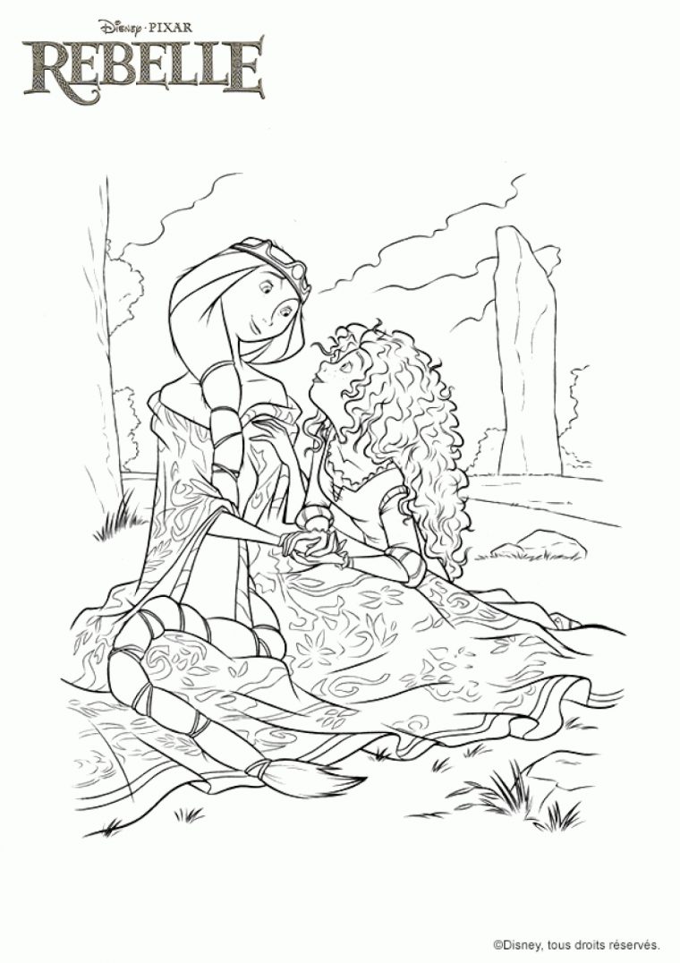 Coloriage Disney Rebelle Mérida Et Sa Maman concernant Dessin De Rebelle