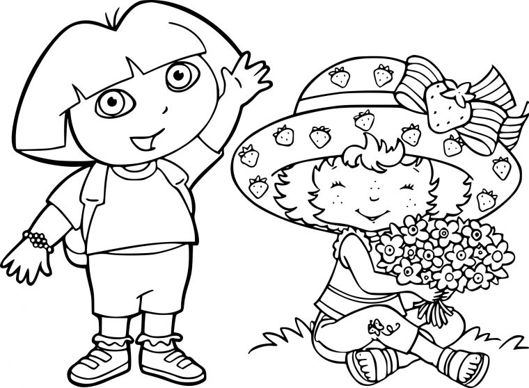 Coloriage Dora Et Charlotte Aux Fraises À Imprimer Sur intérieur Charlotte Au Fraise Coloriage