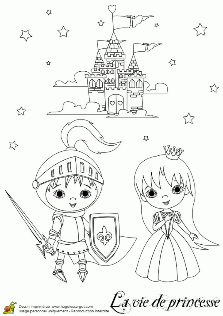 Coloriage Du Prince Charmant Et De Sa Jolie Princesse Devant concernant Chateau De Princesse Dessin