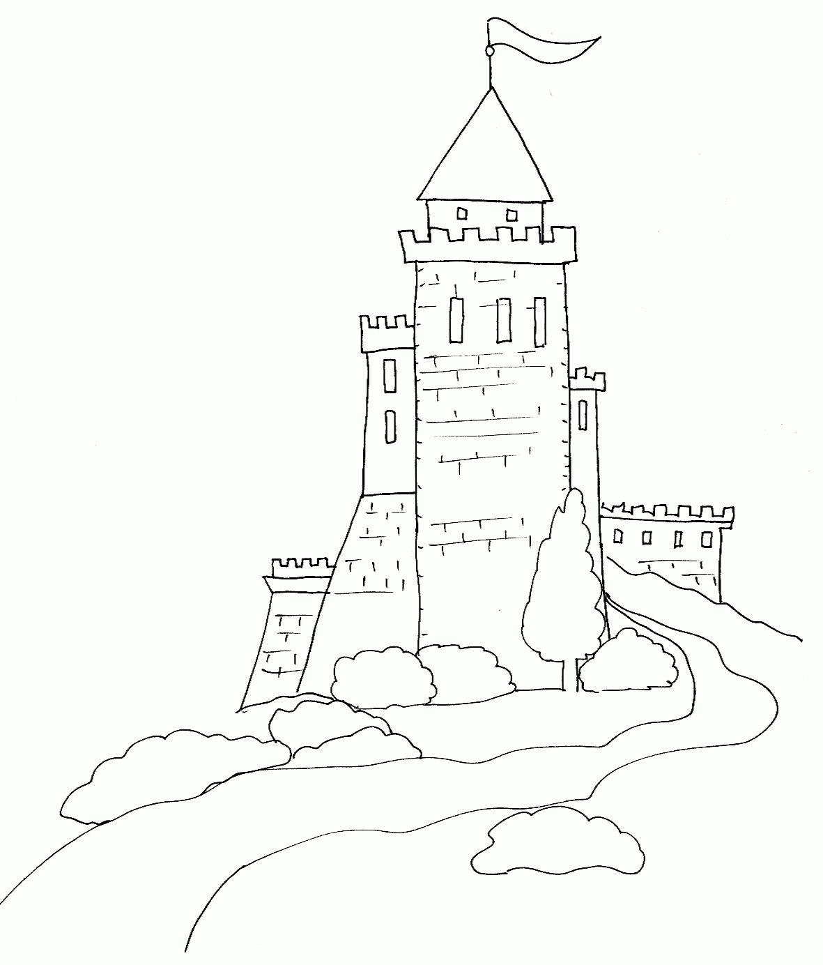 Coloriage D&amp;#039;un Chateau Fort : Dessin 3 - Tête À Modeler pour Chateau Princesse Dessin 