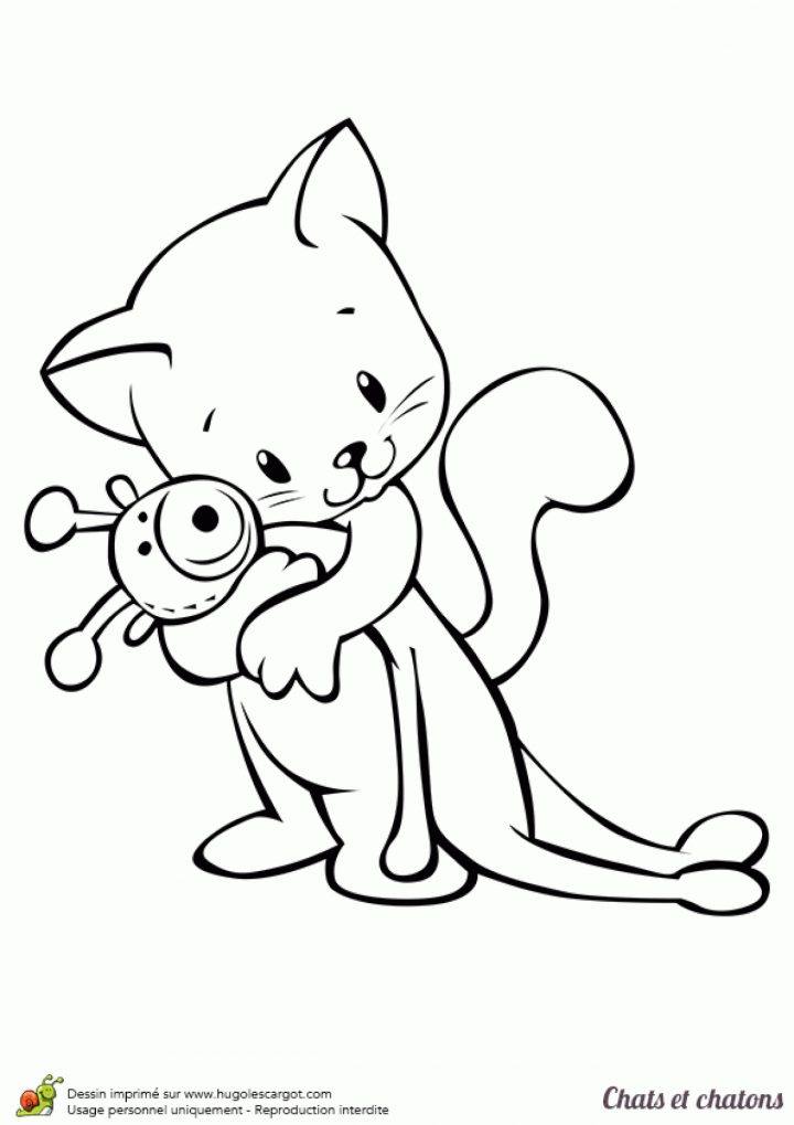 Coloriage D'un Chaton Qui Fait Un Câlin À Son Doudou tout Dessin De Doudou