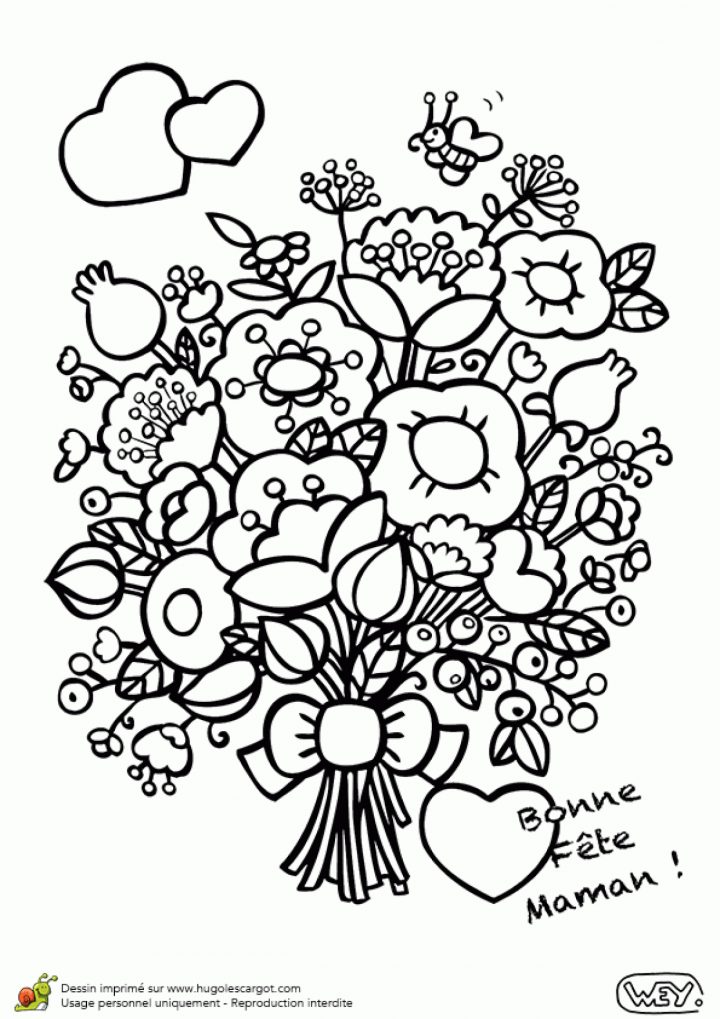 Coloriage D'un Gros Bouquet De Fleurs Pour La Fête Des Mères encequiconcerne Dessin A Colorier De Fleur