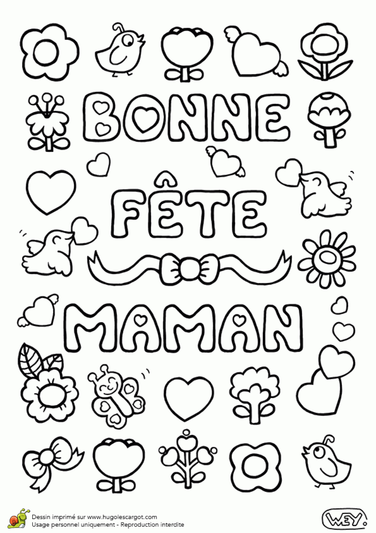 Coloriage D'une Jolie Page Avec Le Texte Bonne Fête Maman serapportantà Carte Bonne Fete Maman Imprimer