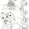 Coloriage D'une Princesse Avec Son Licorne destiné Coloriage À Imprimer Chateau De Princesse