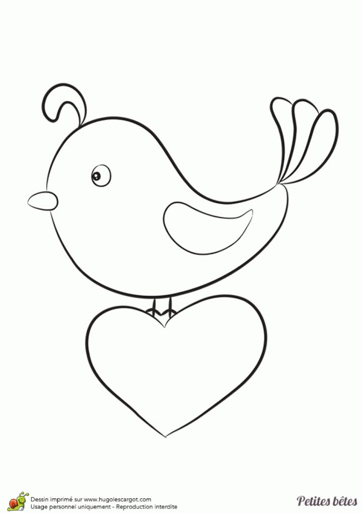 Coloriage Facile Des Petites Bêtes, Un Oiseau dedans Dessin D Oiseau Simple