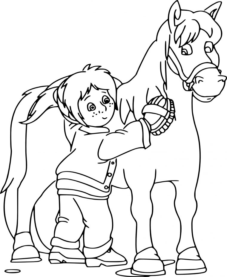 Coloriage Fille Et Cheval À Imprimer avec Dessin De Cheval A Colorier