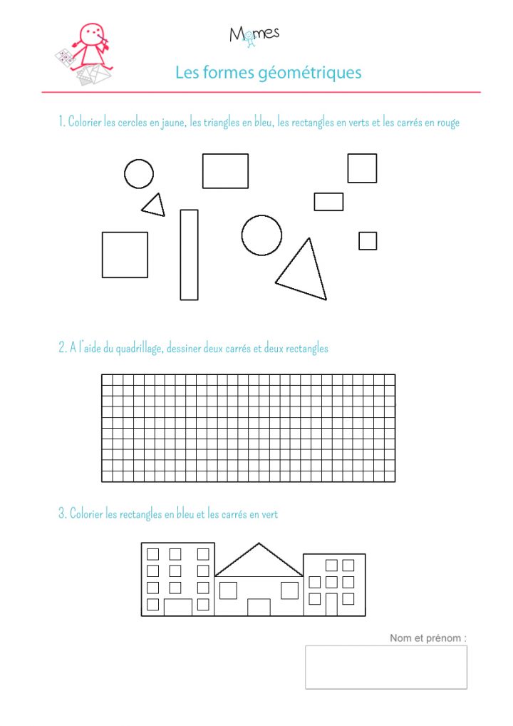 Coloriage Formes Géométriques: Exercice – Momes dedans Activité A Imprimer 2 3 Ans