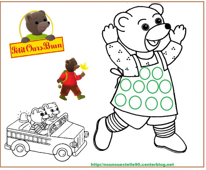 Coloriage Gommettes Petit Ours Brun serapportantà Coloriage De Petit Ours Brun