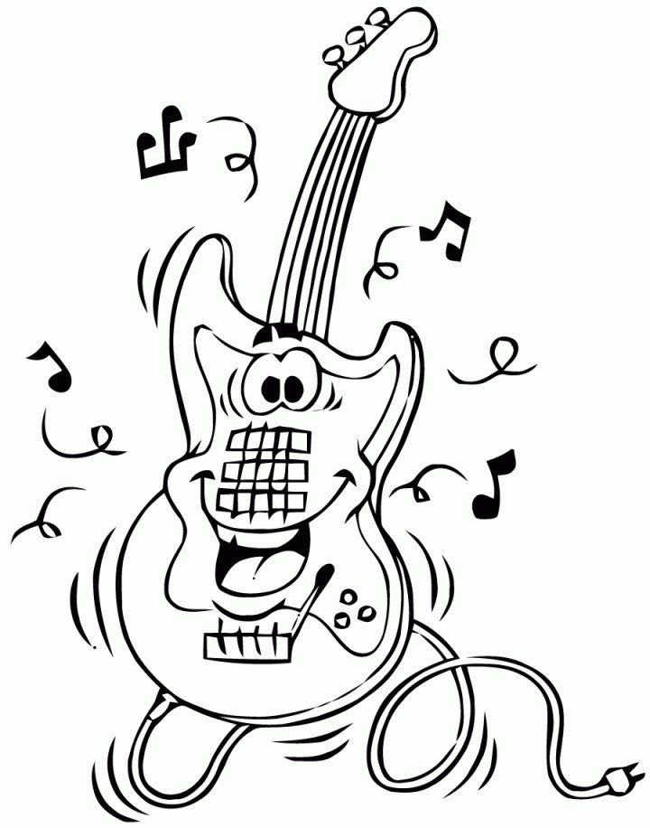 Coloriage Guitare Musique À Imprimer serapportantà Image Instrument De Musique À Imprimer